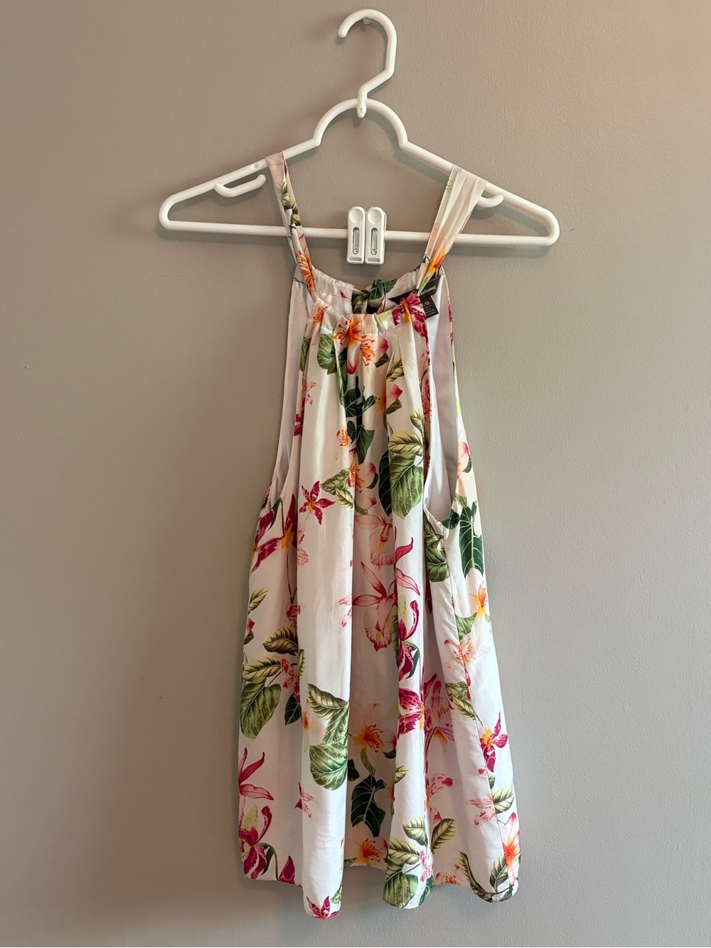 Tommy Bahama White Floral Halter Top with Yellow Accents